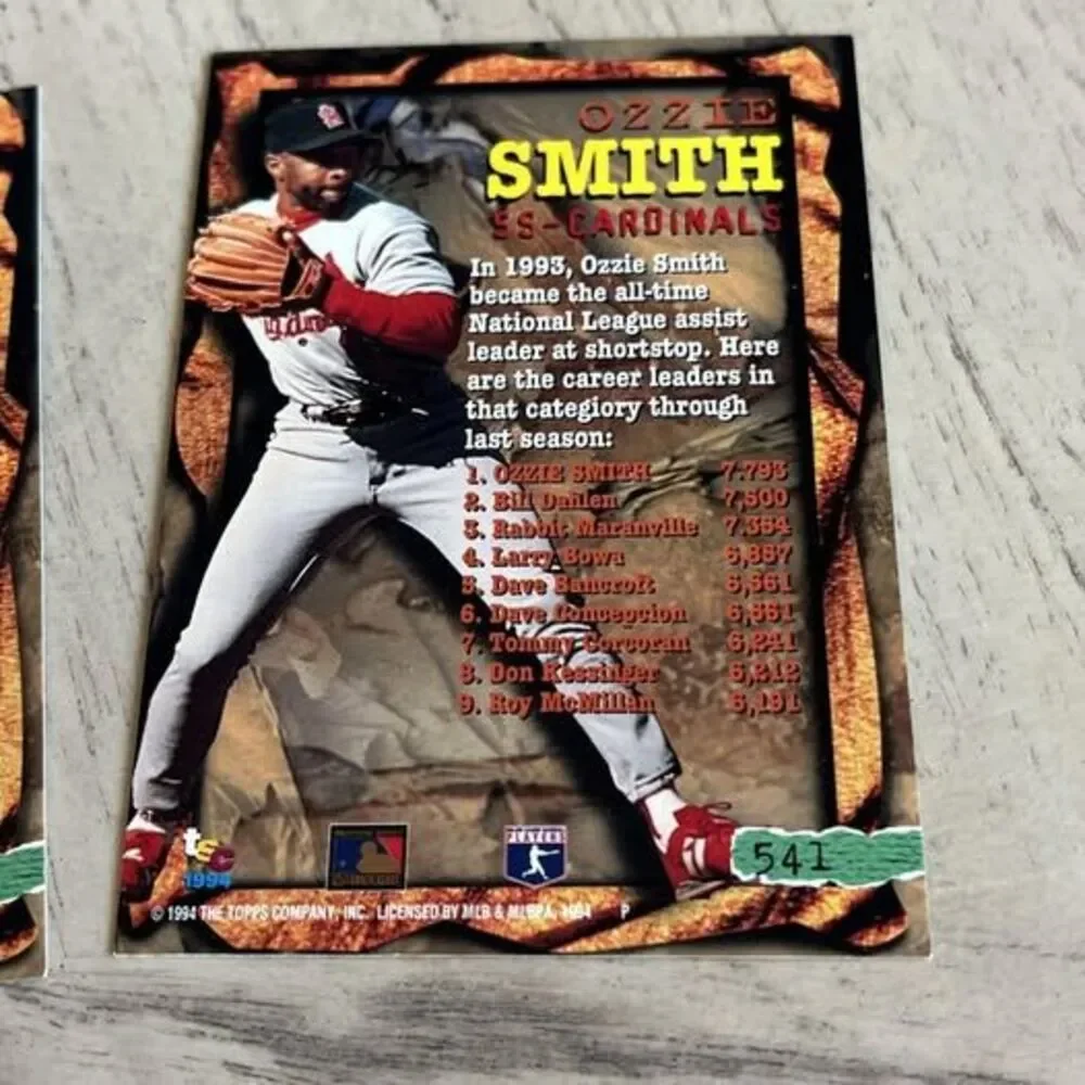 1994 Stadium Club #541 Ozzie Smith - Lot of 4 Regular + 1 Gold Version (Rare)